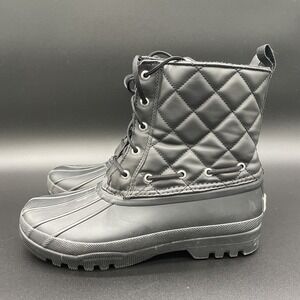 Sperry Black Quilted Duck Boots Women's Size 8 Waterproof Winter Snow